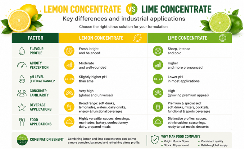 Cómo eligen los fabricantes entre concentrado de limón y concentrado de lima 1 lemon-vs-lime-concentrate